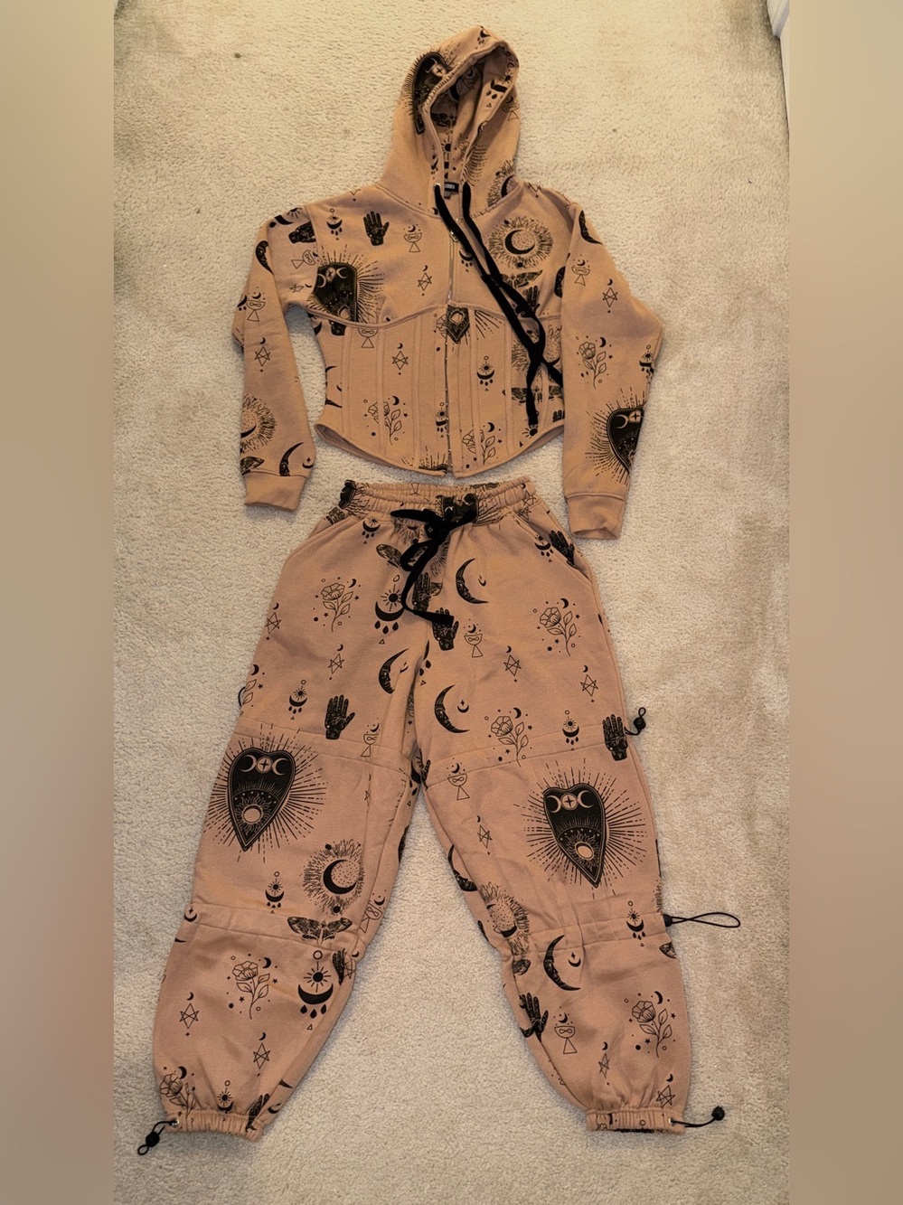 Missguided Witchy Ouija Board Corset Hoodie & Jogger Sweatsuit Set